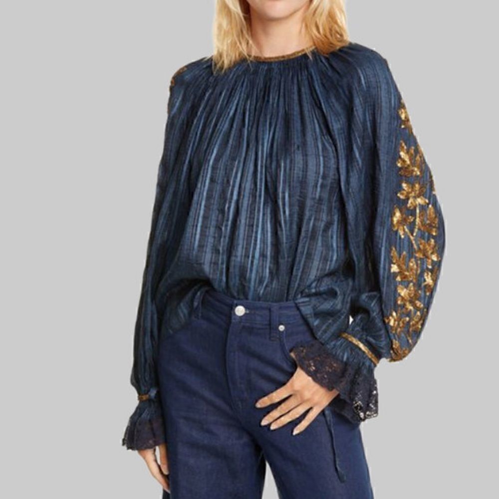 ULLA JOHNSON Marguerite blouse 2 very embellished